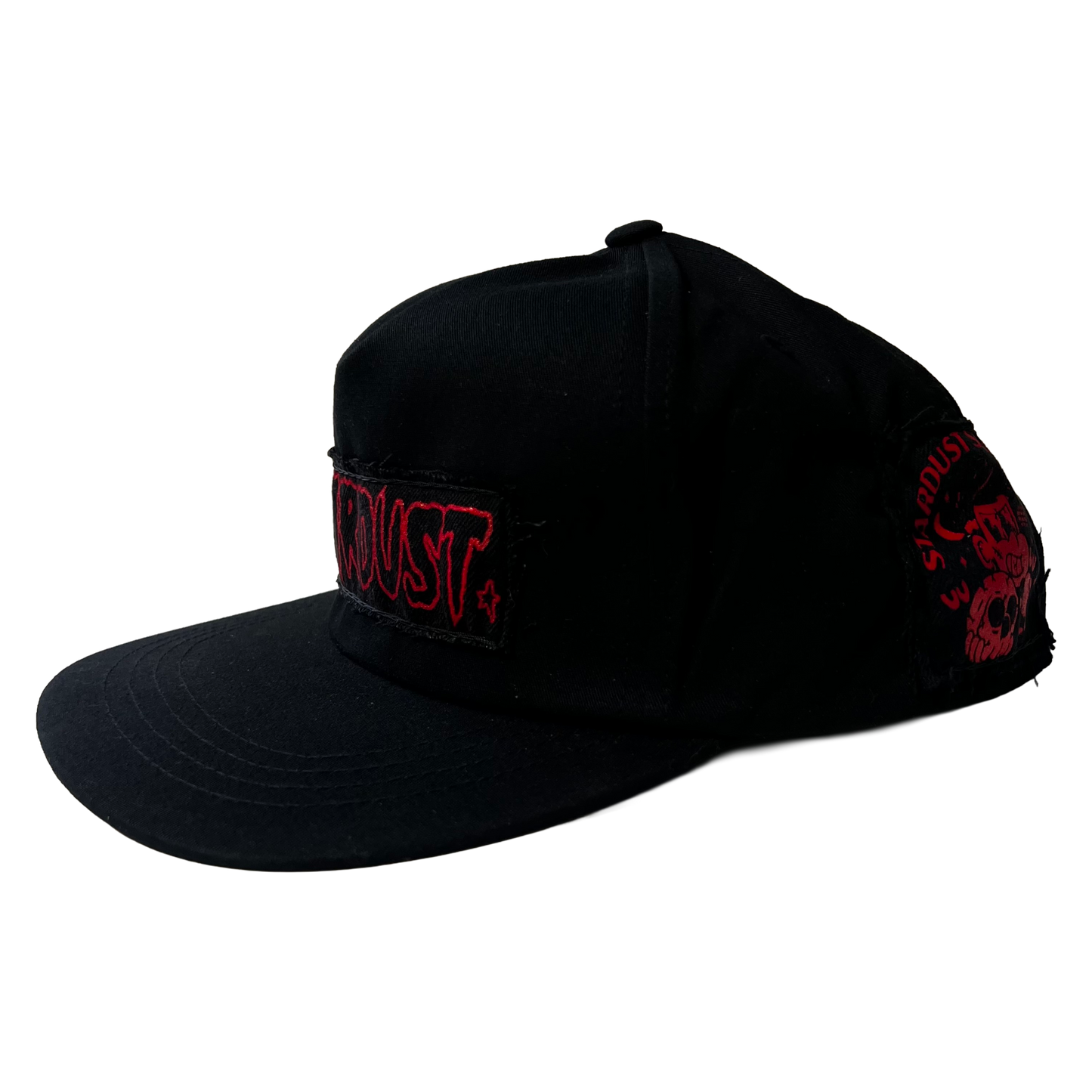 Stardust Patch Mash Ups Snapback Hat Cramps Text 044 & Raver 011 Black / Bright Red