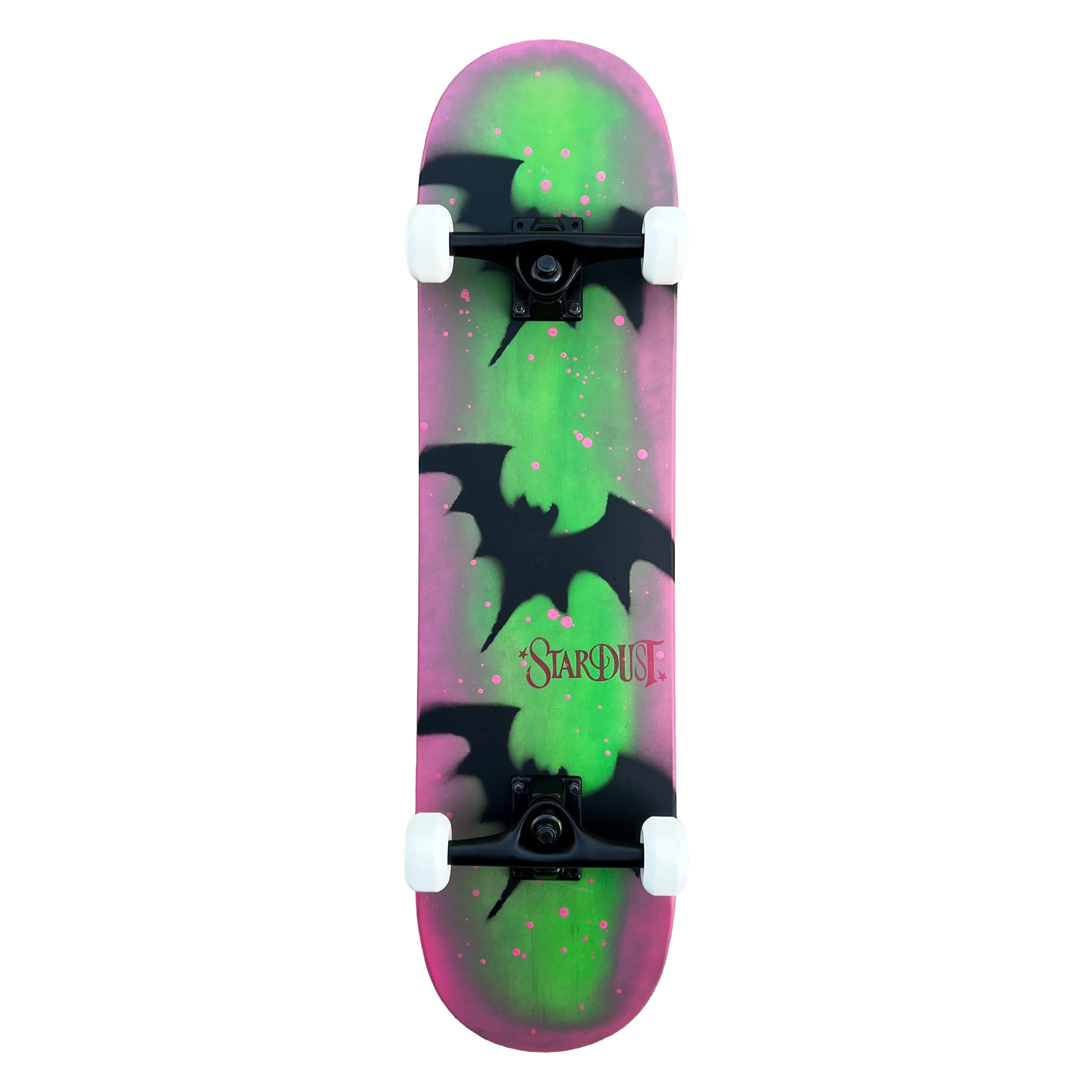 Stardust Skate Shop Tri-Bat Wanderlust Mid Size Pre-Built Complete Entry Level Skateboard 7.75" x 31.25" Watermelon Smash / Flat Black / Bright Red