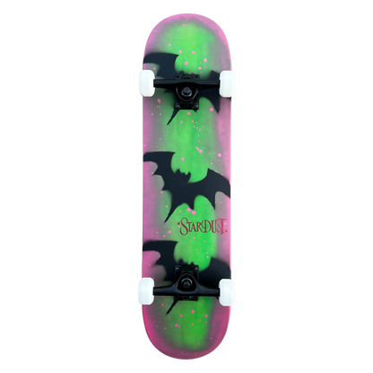 Stardust Skate Shop Tri-Bat Wanderlust Mid Size Pre-Built Complete Entry Level Skateboard 7.75" x 31.25" Watermelon Smash / Flat Black / Bright Red
