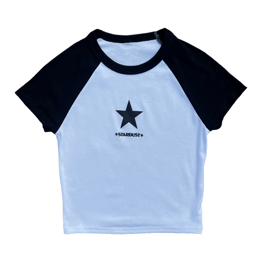 Stardust Skate Shop Matte Black Star Women's Raglan Baby Tee 031 White / Black / Black