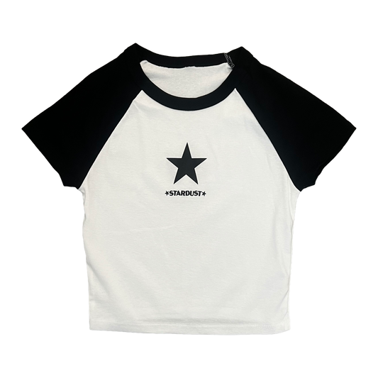 Stardust Skate Shop Matte Black Star Women's Raglan Baby Tee 031 White / Black / Black