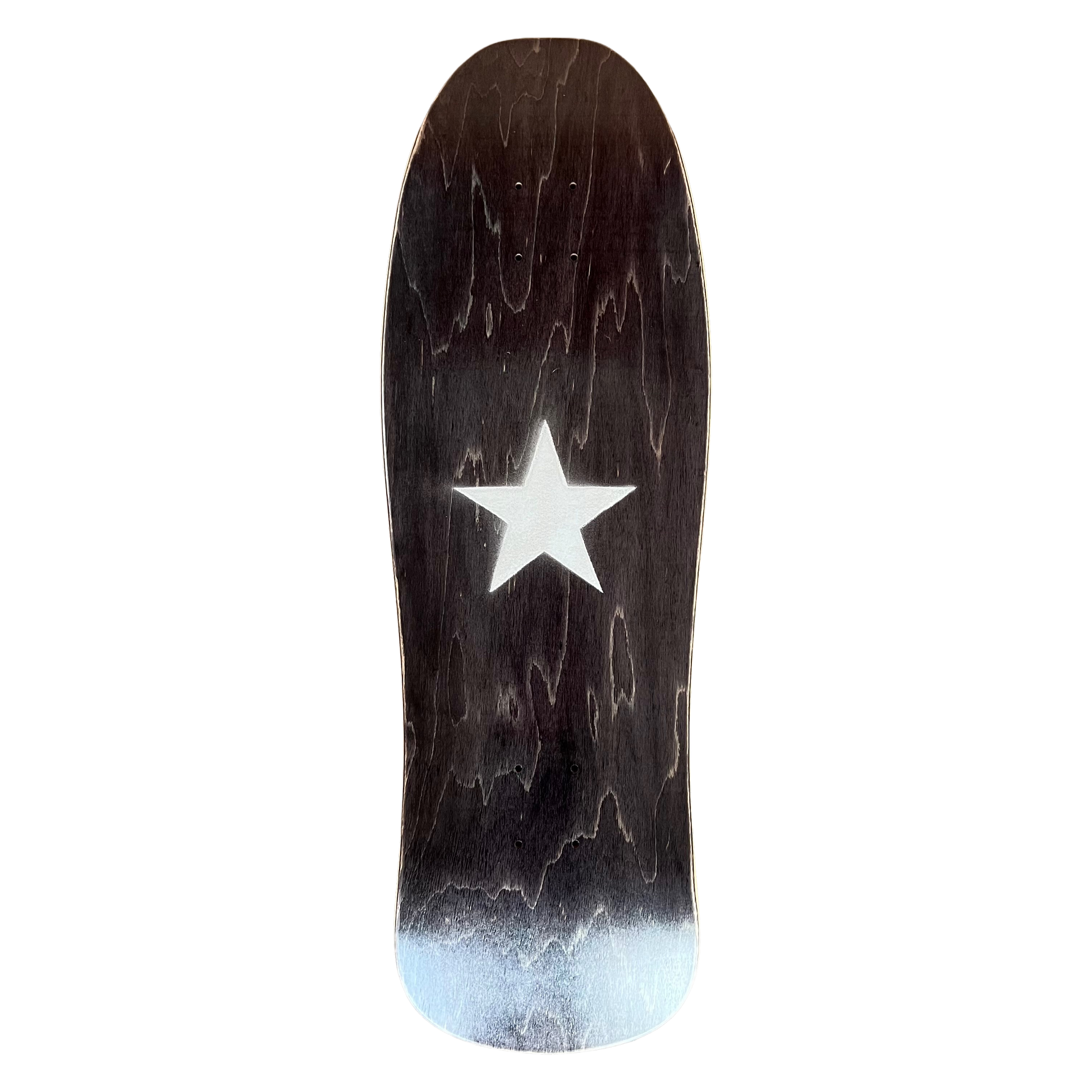 Stardust Metallic Silver Star Old School Shaped Deck 10.0" x 31.4" Charcoal Veneer