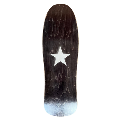 Stardust Metallic Silver Star Old School Shaped Deck 10.0" x 31.4" Charcoal Veneer