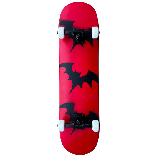 Stardust Skate Shop Tri-Bat Wanderlust Full Size Pre-Built Complete Entry Level Skateboard 8.0" x 31.75" Bright Red / Flat Black / Bright Red