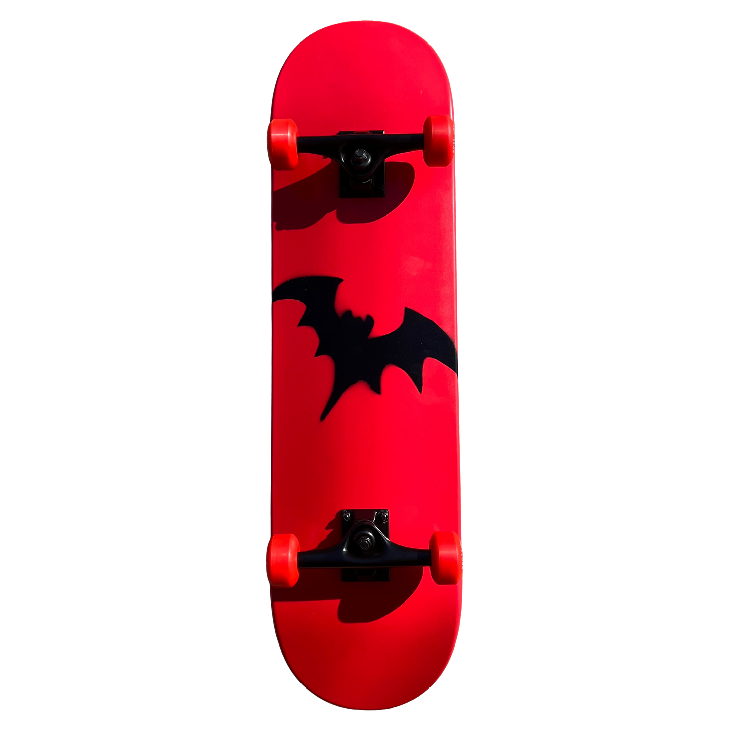 Stardust Skate Shop Bright Red / Satin Black Bat 041 Full Size Pre-Built Complete Entry Level Skateboard 8.38" x 31.8"