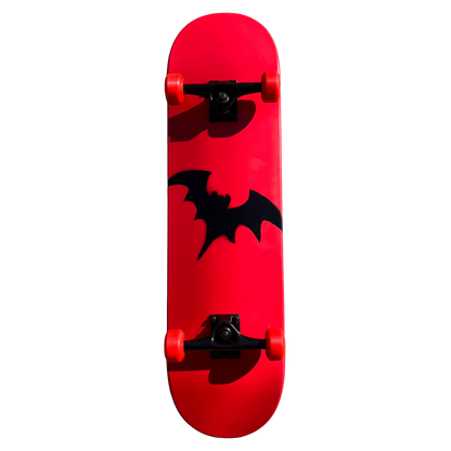 Stardust Skate Shop Bright Red / Satin Black Bat 041 Full Size Pre-Built Complete Entry Level Skateboard 8.38" x 31.8"
