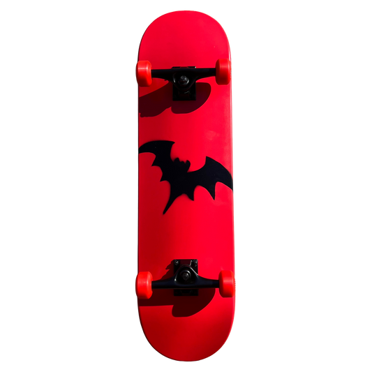 Stardust Skate Shop Bright Red / Satin Black Bat 041 Full Size Pre-Built Complete Entry Level Skateboard 8.38" x 31.8"