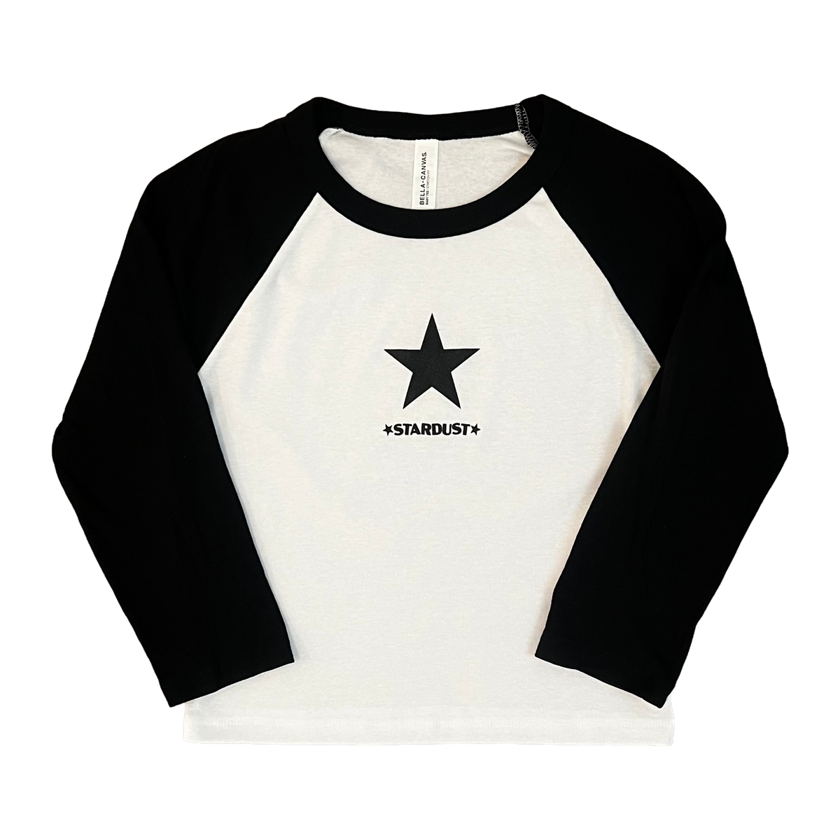 Stardust Skate Shop Matte Black Star Women's 3/4 Sleeve Raglan Baby Tee 031 White / Black / Black