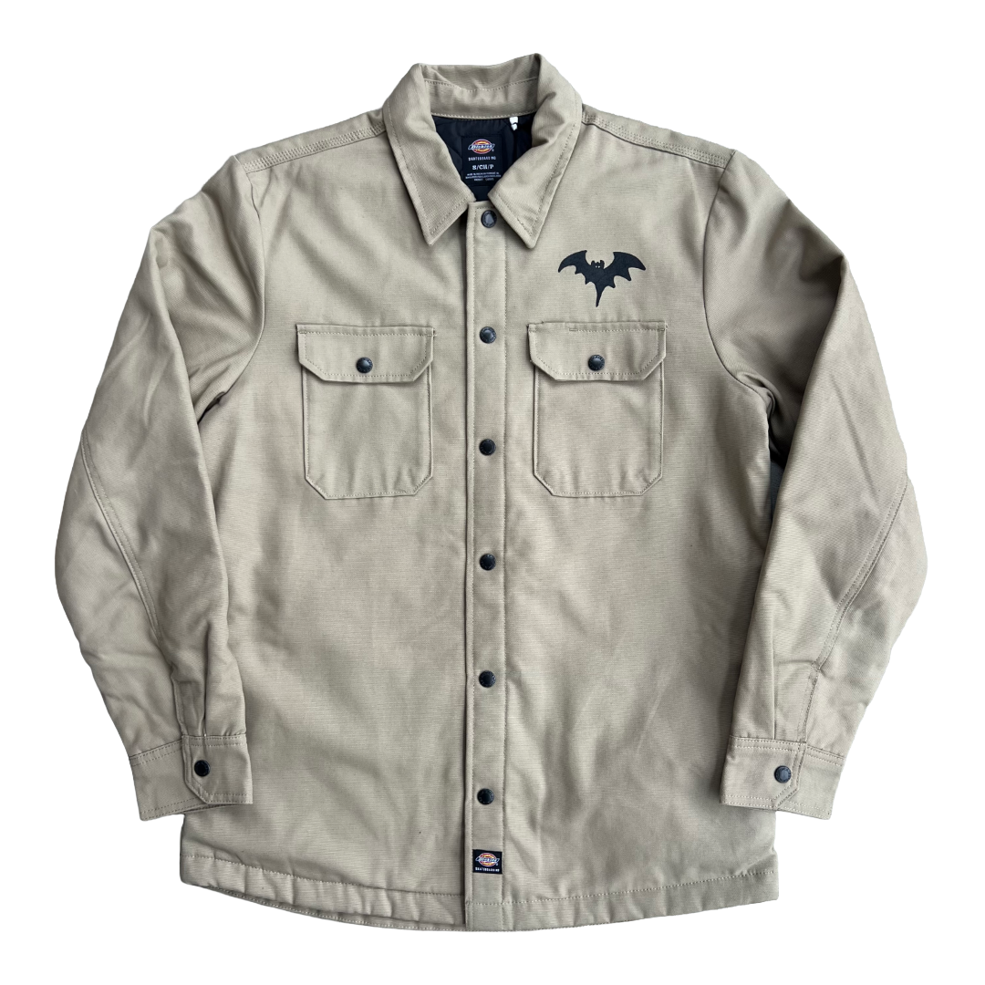 Stardust Bat / Spider Web Dickies Skateboarding Heavyweight Lined Duck Snap Shirt Jacket 041 & 042 Khaki / Black