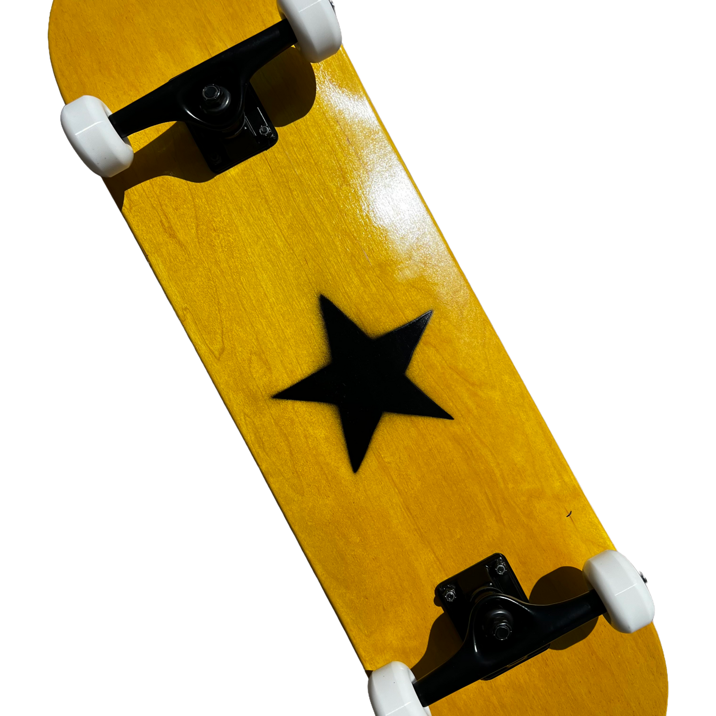 Stardust Skate Shop Yellow Veneer / Matte Black Star Full Size Pre-Built Complete Entry Level Skateboard 8.25" x 31.5"
