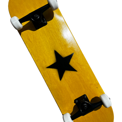Stardust Skate Shop Yellow Veneer / Matte Black Star Full Size Pre-Built Complete Entry Level Skateboard 8.25" x 31.5"