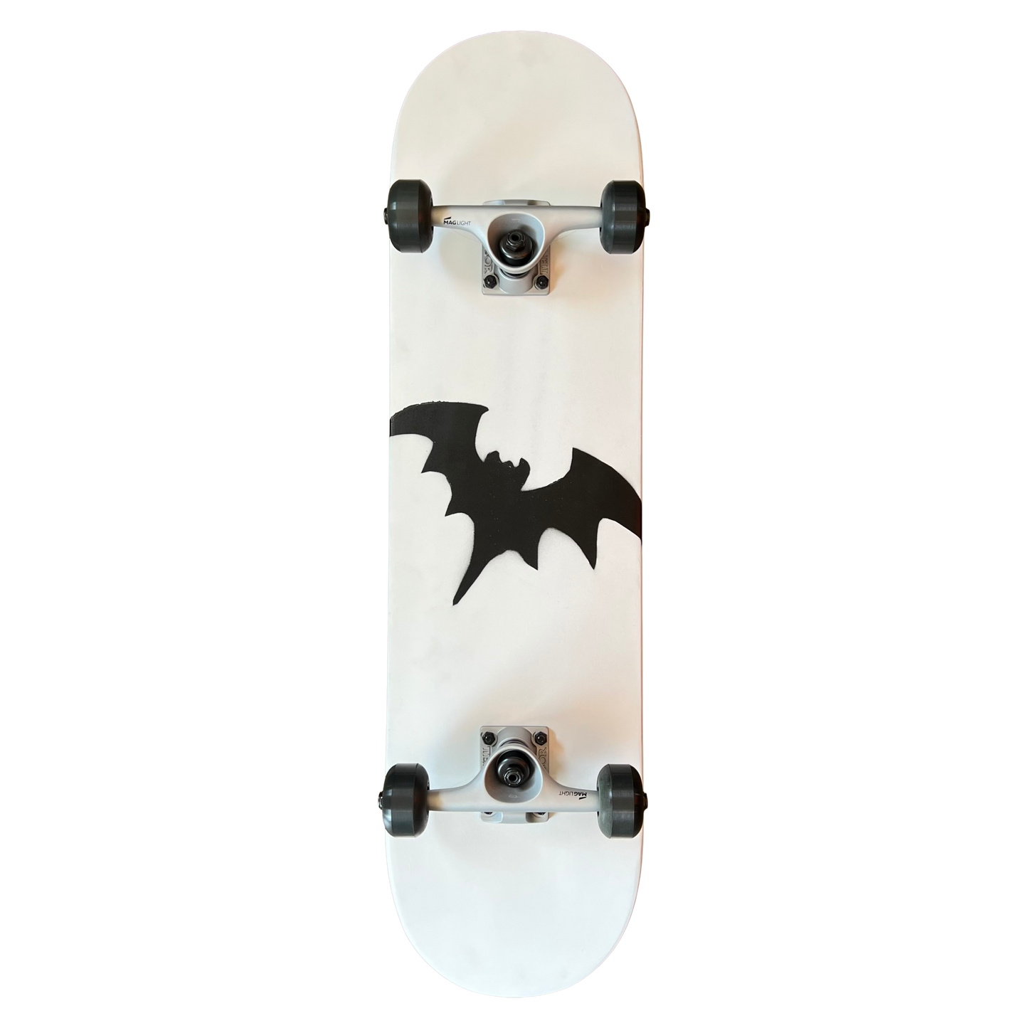 Stardust Skate Shop Matte White / Matte Black Bat 041 Pre-Built Complete Entry Level Skateboard 8.125" x 31.8"