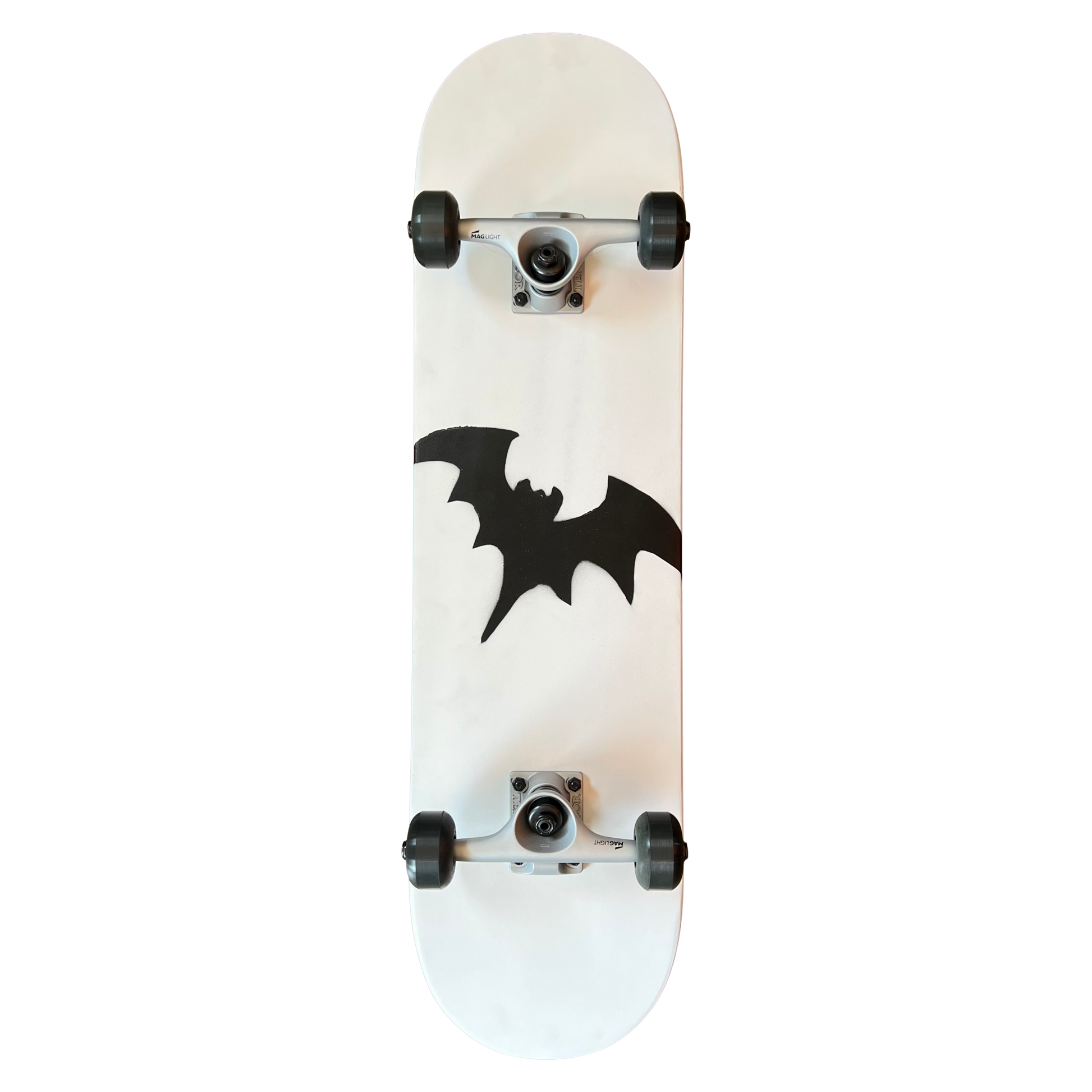 Stardust Skate Shop Matte White / Matte Black Bat 041 Pre-Built Complete Entry Level Skateboard 8.125" x 31.8"