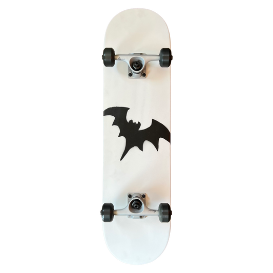Stardust Skate Shop Matte White / Matte Black Bat 041 Pre-Built Complete Entry Level Skateboard 8.125" x 31.8"