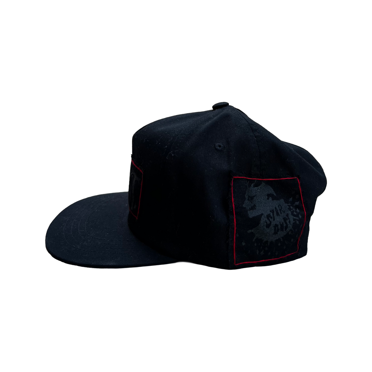 Stardust Patch Mash Ups Snapback Hat Wanderlust II 022 & Devil Man 018 Black / Black / Bright Red Stitching