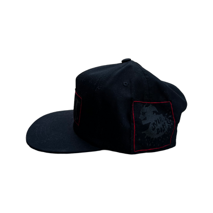 Stardust Patch Mash Ups Snapback Hat Wanderlust II 022 & Devil Man 018 Black / Black / Bright Red Stitching