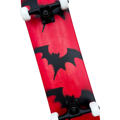 Stardust Skate Shop Tri-Bat Blackletter Full Size Pre-Built Complete Entry Level Skateboard 8.0" x 31.75" Bright Red Patina / Flat Black / Bright Red