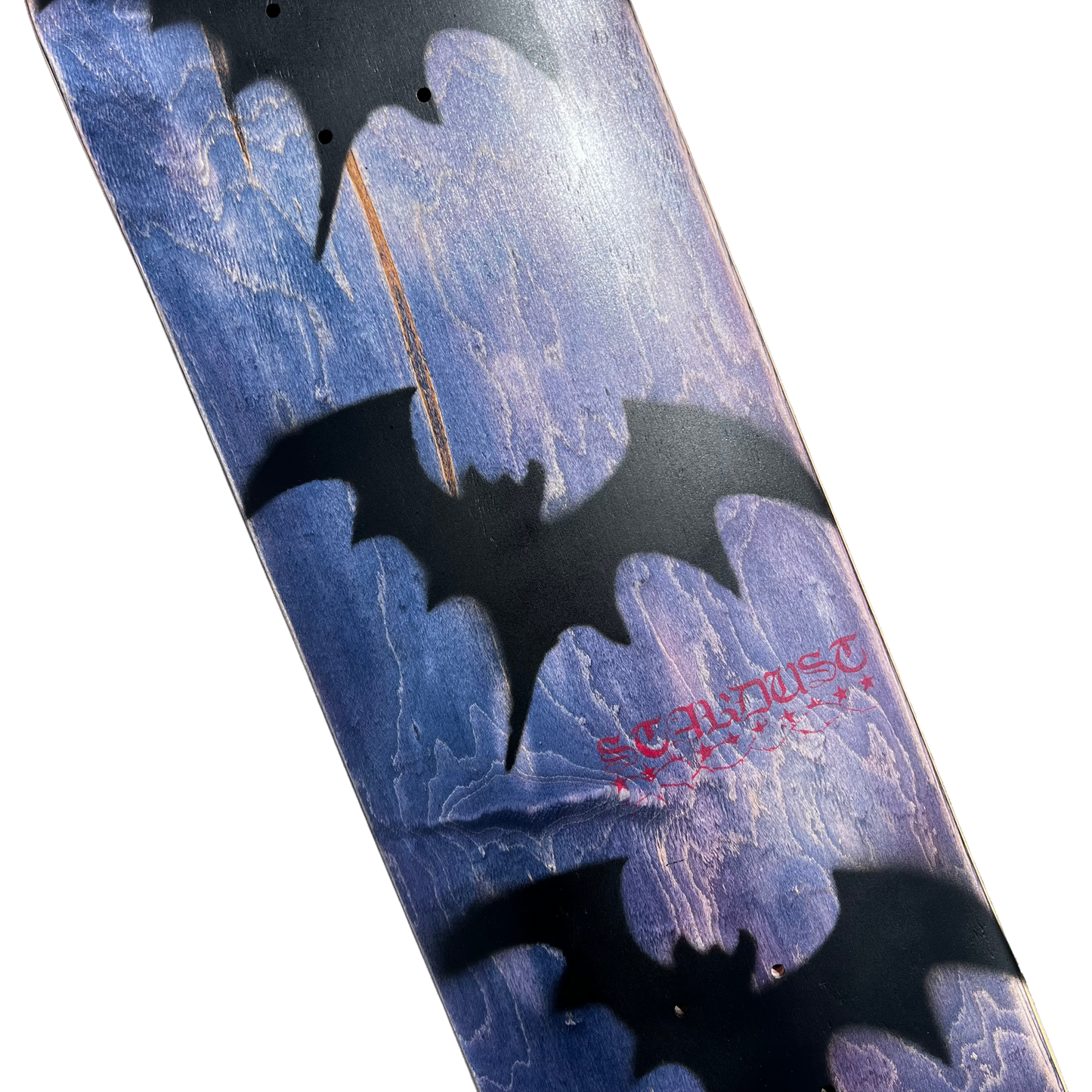 Stardust Tri-Bat Blackletter Deck 052 8.75" (Full Cut) Blue Wash Veneer / Flat Black / Bright Red