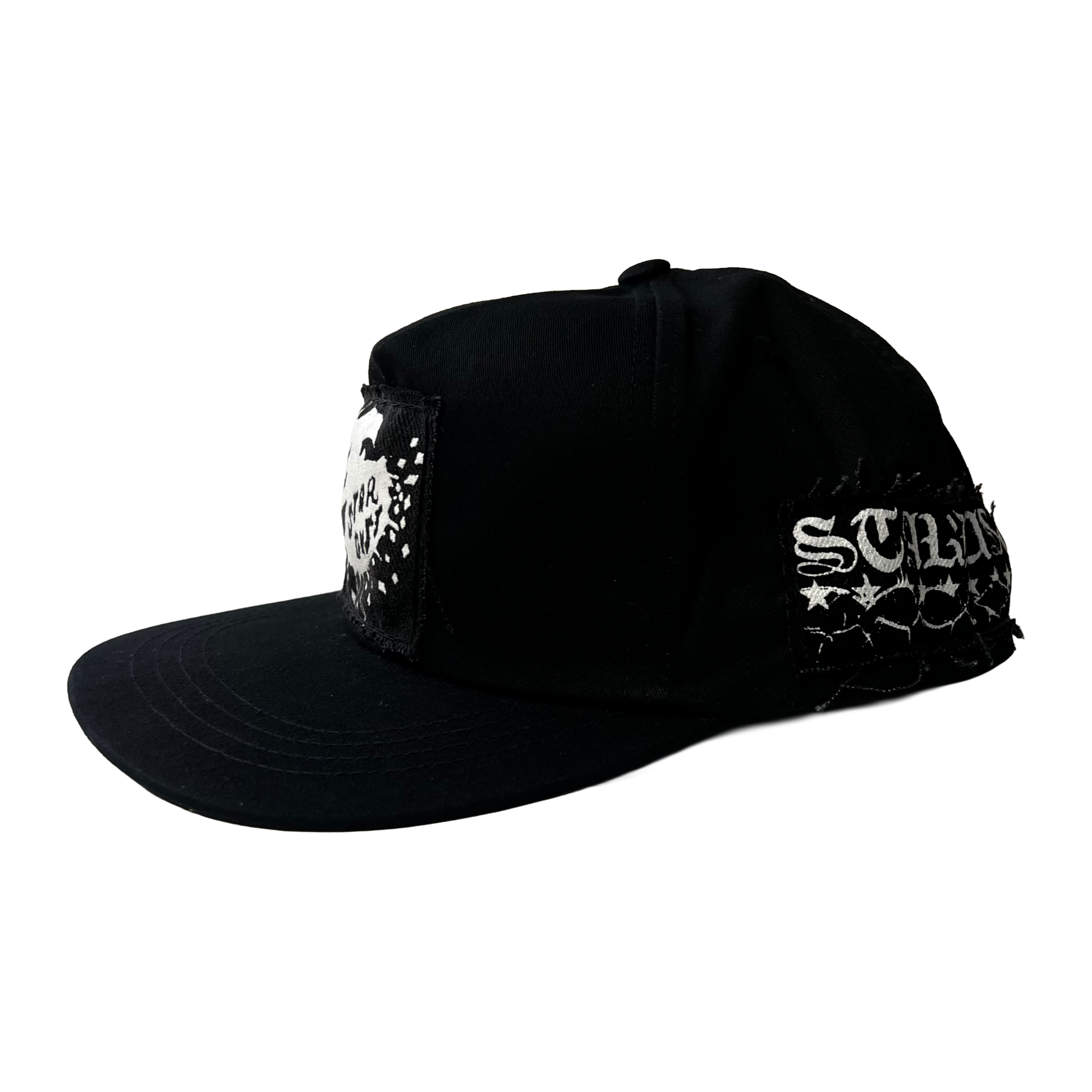 Stardust Patch Mash Ups Snapback Hat Devil Man 018 & Blackletter 040 Black / White