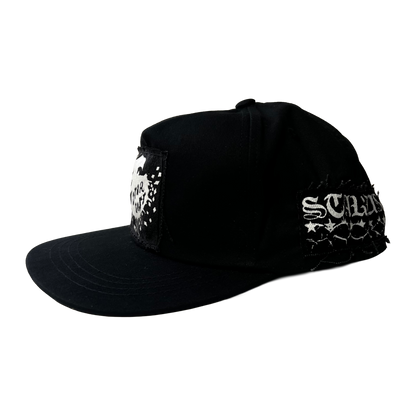 Stardust Patch Mash Ups Snapback Hat Devil Man 018 & Blackletter 040 Black / White