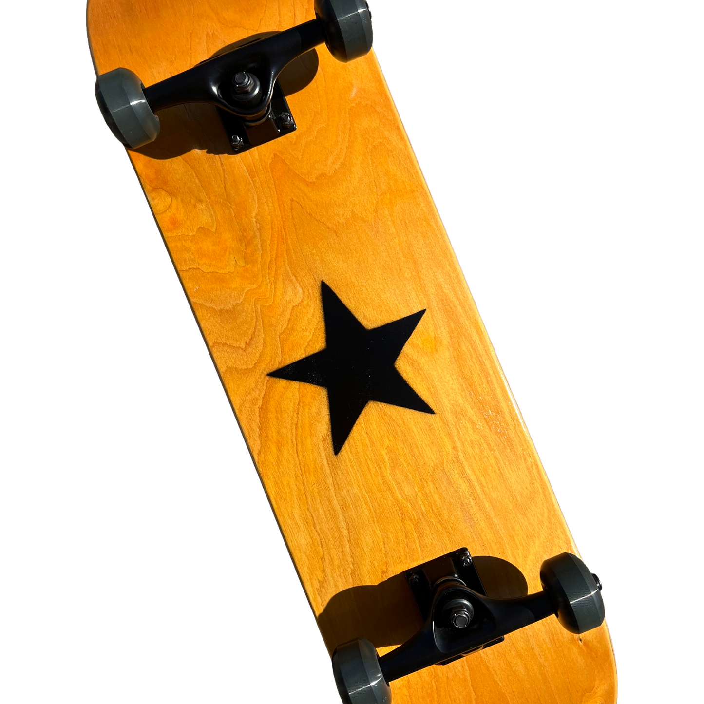 Stardust Skate Shop Orange Veneer / Matte Black Star Full Size Pre-Built Complete Entry Level Skateboard 8.38" x 31.8"