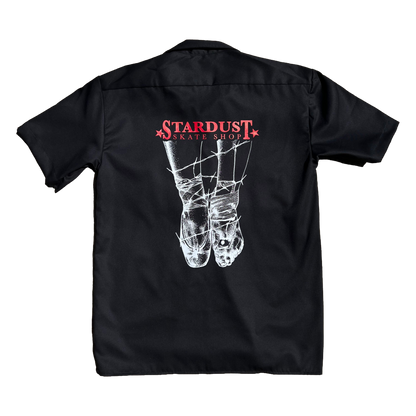 Stardust Skate Shop "Ballerina" Dickies Screenprinted Short Sleeve Work Shirt 034 Black / Bright Red / White