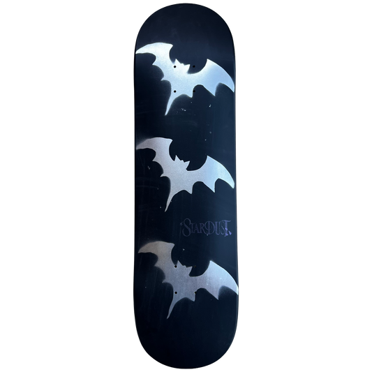 Stardust Tri-Bat Wanderlust Deck 048 8.75" Matte Black / Metallic Silver Bats & Splatter / Purple Shimmer