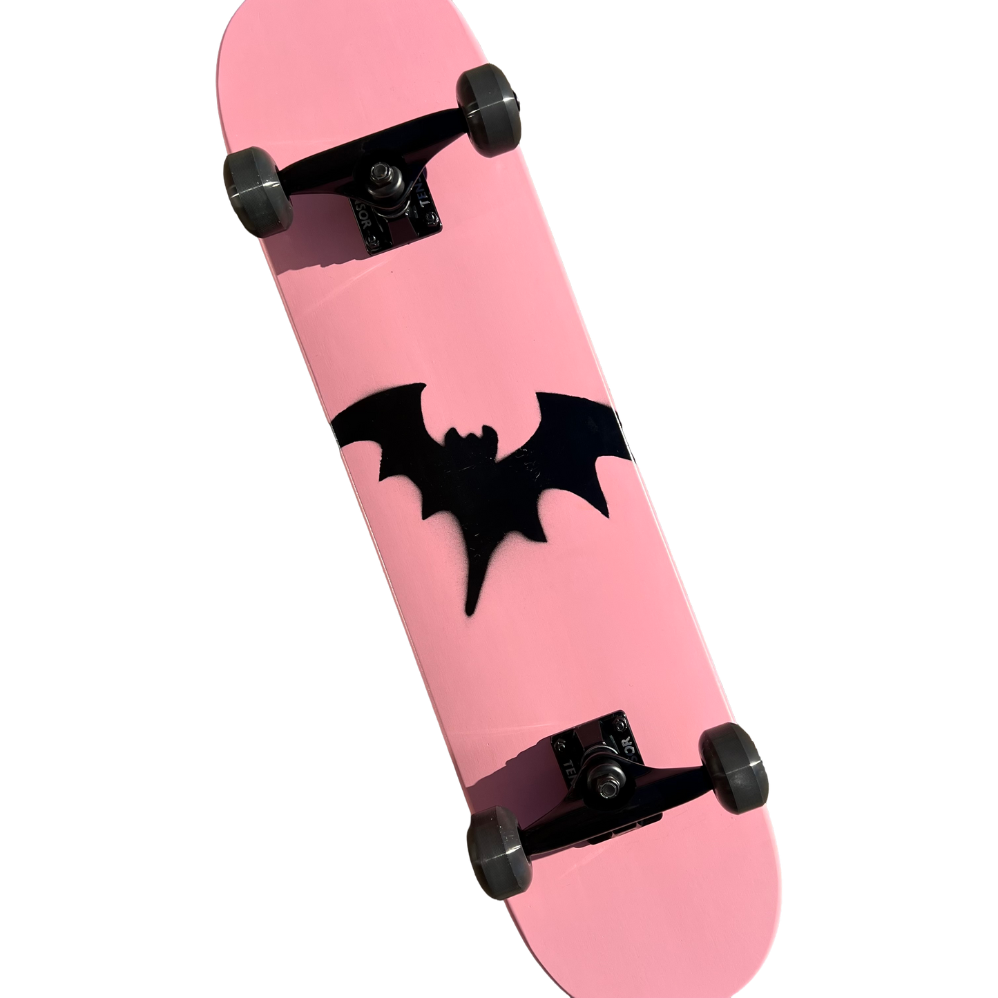 Stardust Skate Shop Soft Pink / Matte Black Bat 041 Mini Size Pre-Built Complete Entry Level Skateboard 7.5" x 31.5"