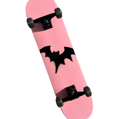 Stardust Skate Shop Soft Pink / Matte Black Bat 041 Mini Size Pre-Built Complete Entry Level Skateboard 7.5" x 31.5"