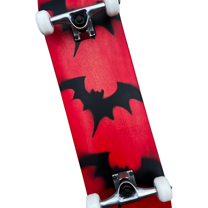 Stardust Skate Shop Tri-Bat Blackletter Full Size Pre-Built Complete Entry Level Skateboard 8.0" x 31.75" Bright Red Patina / Flat Black / Bright Red