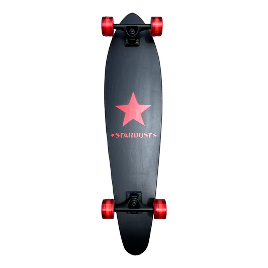 Stardust Red Star Pintail Cruiser Complete Skateboard 8.75" x 36.0" Matte Black / Red