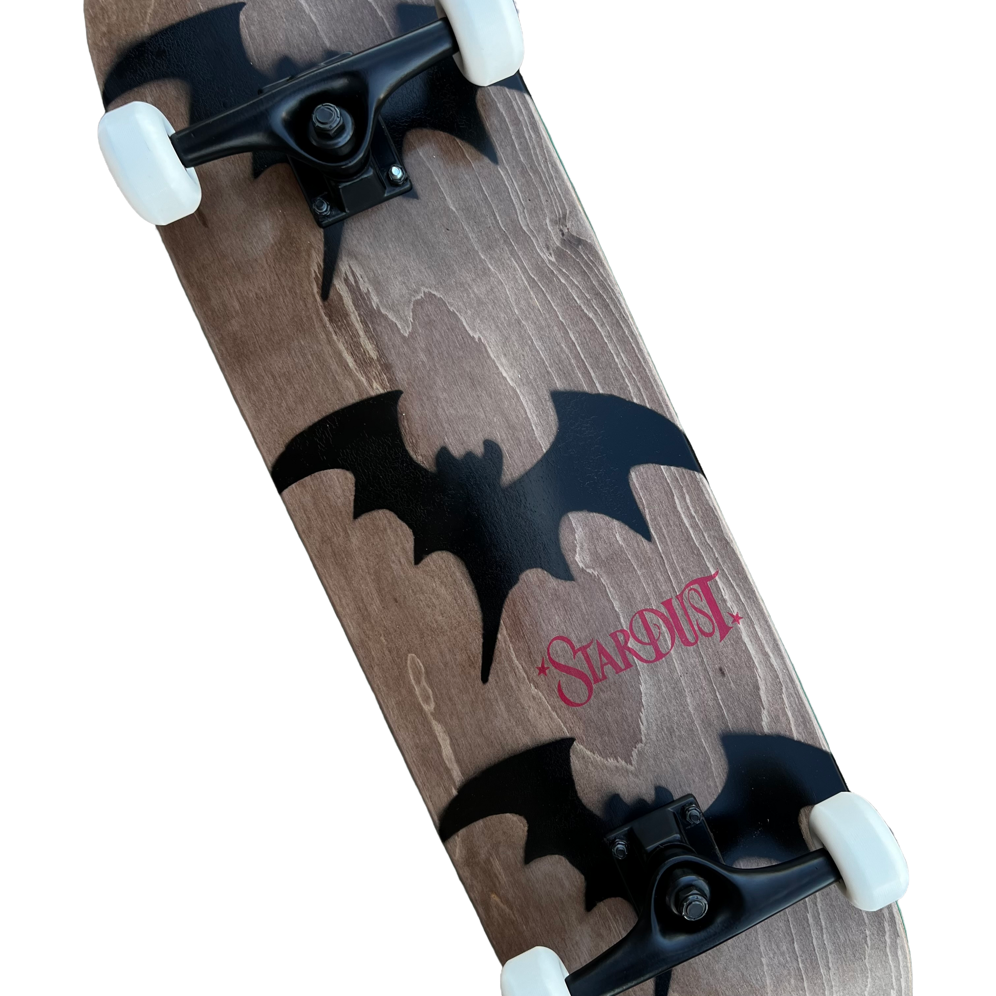Stardust Skate Shop Tri-Bat Wanderlust Full Size Pre-Built Complete Entry Level Skateboard 8.38" x 31.8" Brown Veneer / Satin Black / Bright Red