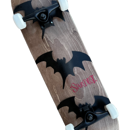 Stardust Skate Shop Tri-Bat Wanderlust Full Size Pre-Built Complete Entry Level Skateboard 8.38" x 31.8" Brown Veneer / Satin Black / Bright Red