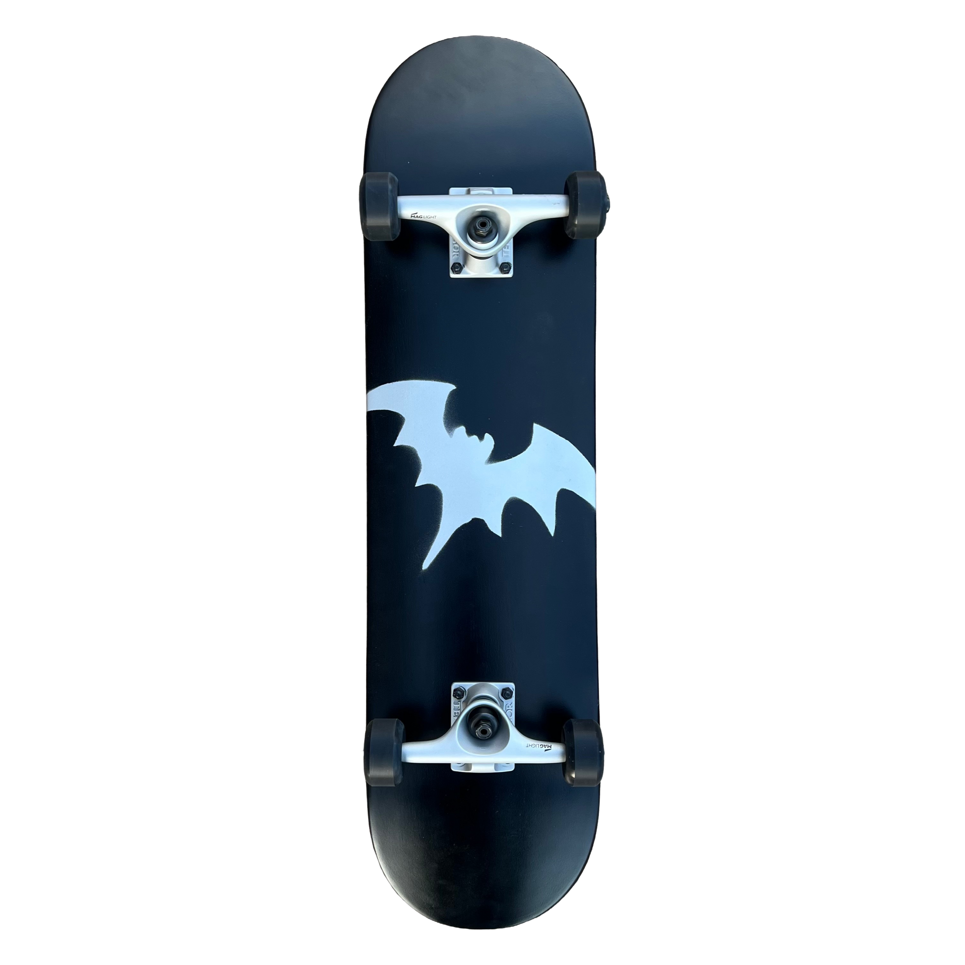 Stardust Skate Shop Matte Black / Metallic Silver Bat 041 Pre-Built Complete Entry Level Skateboard 8.0" x 31.7"