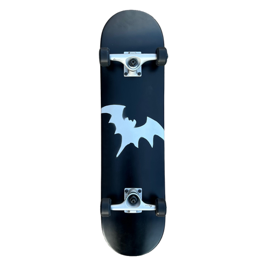Stardust Skate Shop Matte Black / Metallic Silver Bat 041 Pre-Built Complete Entry Level Skateboard 8.0" x 31.7"