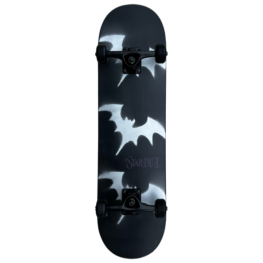 Stardust Skate Shop Tri-Bat Wanderlust Full Size Pre-Built Complete Entry Level Skateboard 8.25" x 32.0" Flat Black / Metallic Silver / Purple Shimmer