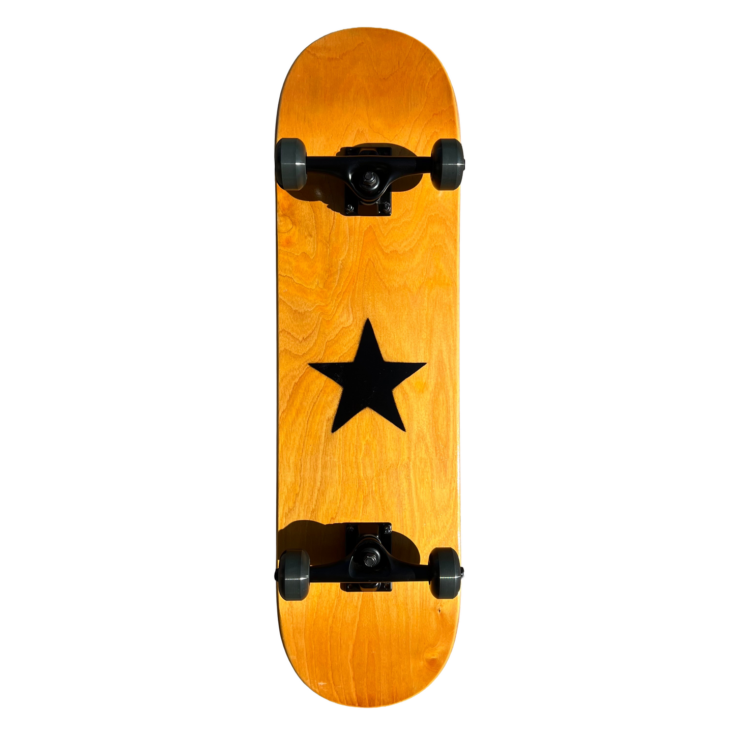 Stardust Skate Shop Orange Veneer / Matte Black Star Full Size Pre-Built Complete Entry Level Skateboard 8.38" x 31.8"
