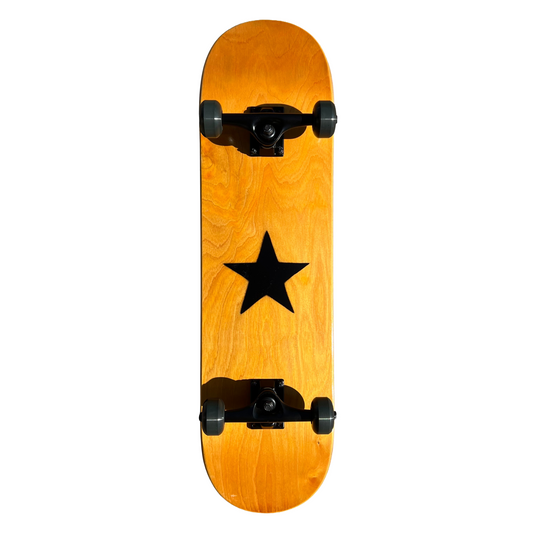 Stardust Skate Shop Orange Veneer / Matte Black Star Full Size Pre-Built Complete Entry Level Skateboard 8.38" x 31.8"