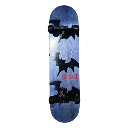 Stardust Skate Shop Tri-Bat Wanderlust Mid Size Pre-Built Complete Entry Level Skateboard 7.75" x 31.5" Blue Veneer / Satin Black / Bright Red