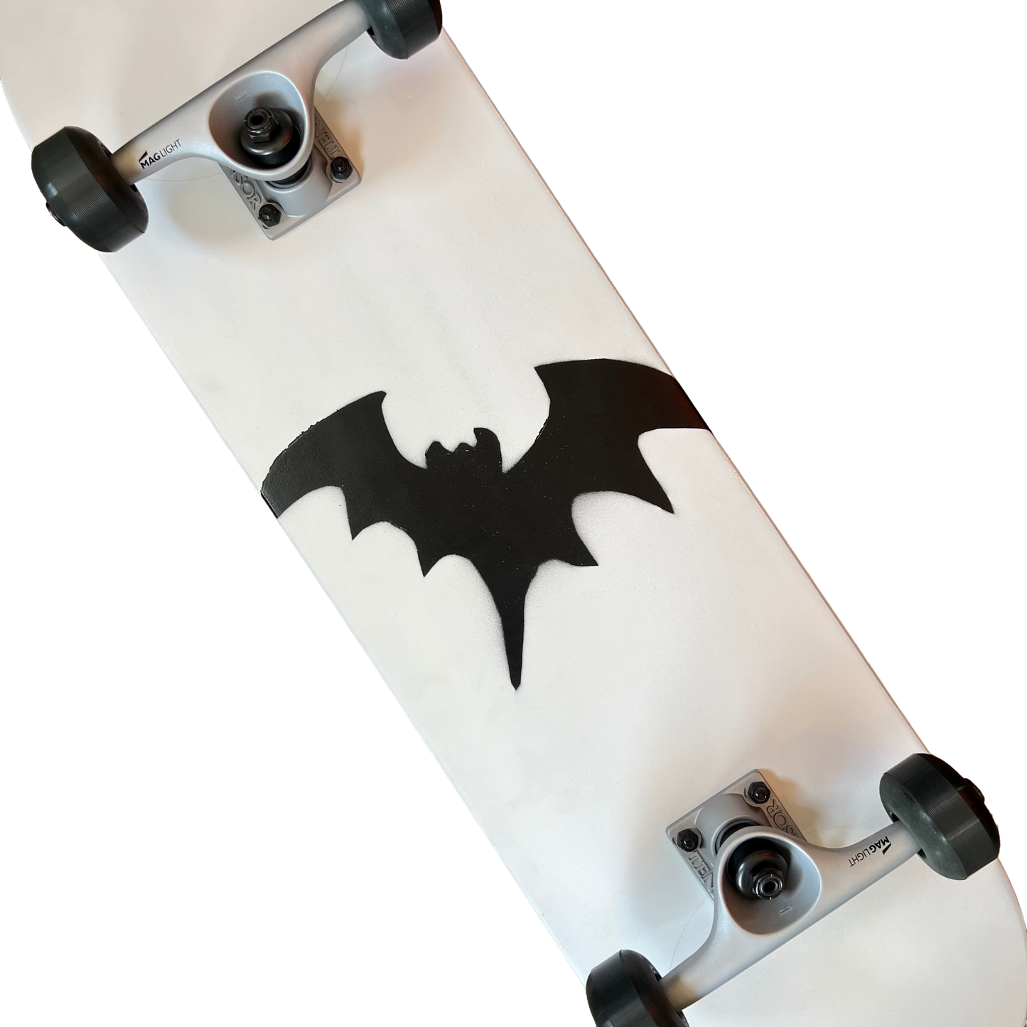 Stardust Skate Shop Matte White / Matte Black Bat 041 Pre-Built Complete Entry Level Skateboard 8.125" x 31.8"