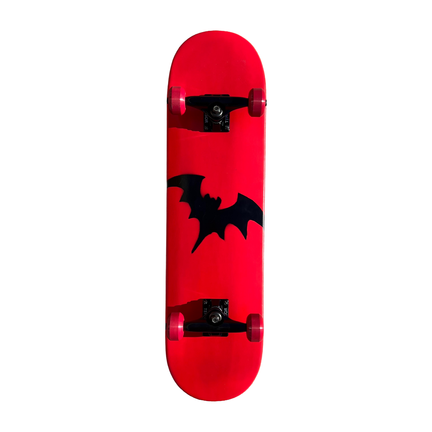 Stardust Skate Shop Bright Red / Matte Black Bat 041 Mid Size Pre-Built Complete Entry Level Skateboard 8.125" x 31.8"