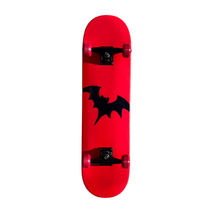 Stardust Skate Shop Bright Red / Matte Black Bat 041 Mid Size Pre-Built Complete Entry Level Skateboard 8.125" x 31.8"