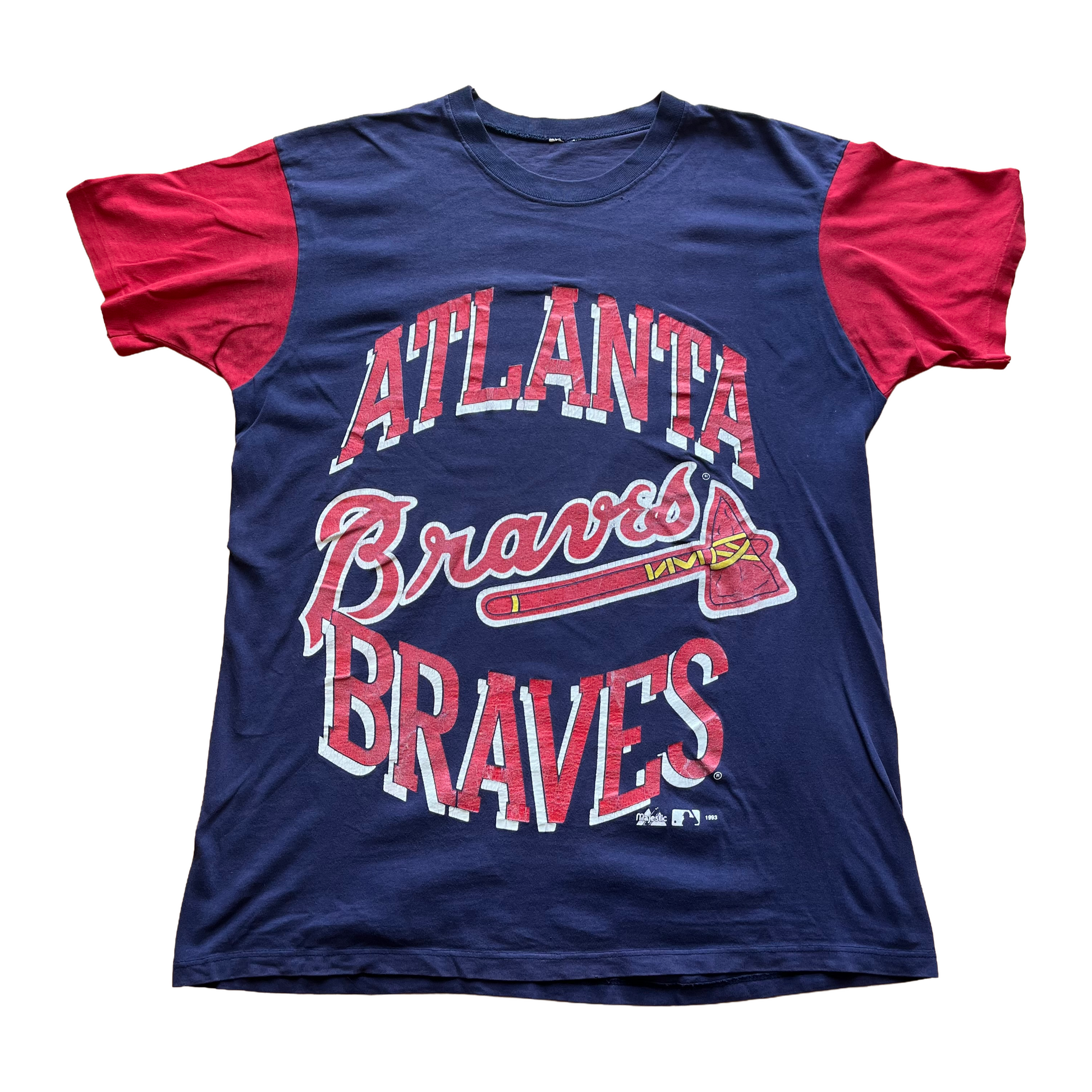 Vintage 1993 Atlanta Braves Raglan Tee - X-Large - Navy / Red