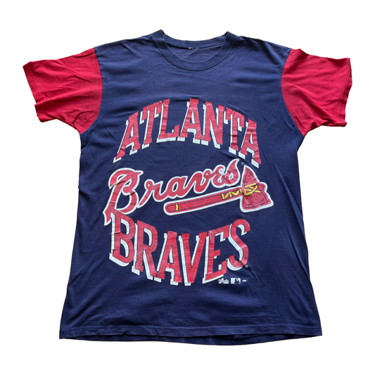 Vintage 1993 Atlanta Braves Raglan Tee - X-Large - Navy / Red