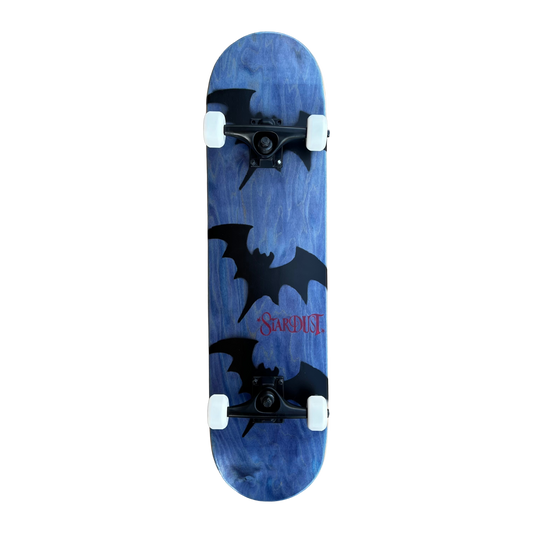 Stardust Skate Shop Tri-Bat Wanderlust Mid Size Pre-Built Complete Entry Level Skateboard 7.75" x 31.5" Blue Veneer / Satin Black / Bright Red
