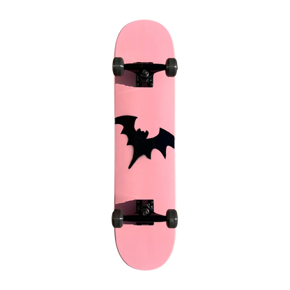 Stardust Skate Shop Soft Pink / Matte Black Bat 041 Mini Size Pre-Built Complete Entry Level Skateboard 7.5" x 31.5"