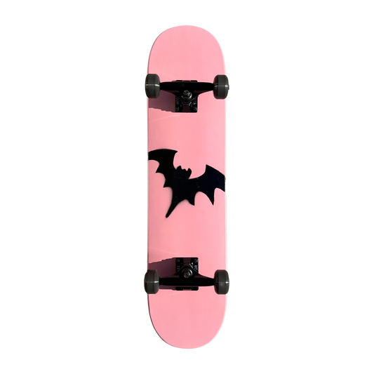Stardust Skate Shop Soft Pink / Matte Black Bat 041 Mini Size Pre-Built Complete Entry Level Skateboard 7.5" x 31.5"