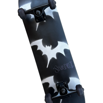 Stardust Skate Shop Tri-Bat Wanderlust Mid Size Pre-Built Complete Entry Level Skateboard 7.75" x 31.25" Flat Black / Metallic Silver / Purple Shimmer
