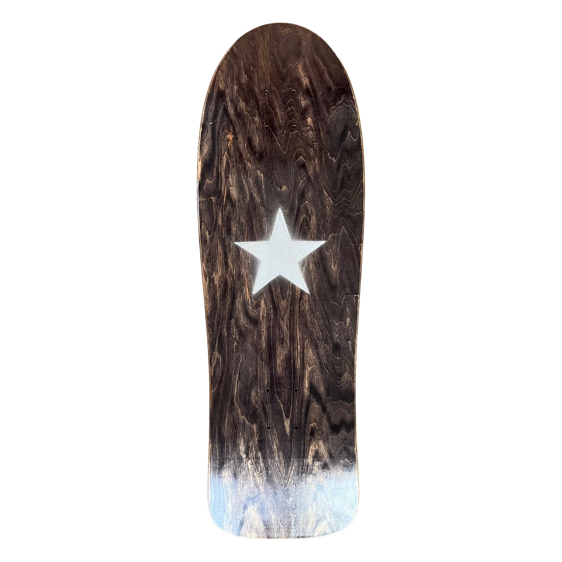 Stardust Metallic Silver Star Old School Shaped Deck 10.0" x 30.8" Charcoal Veneer
