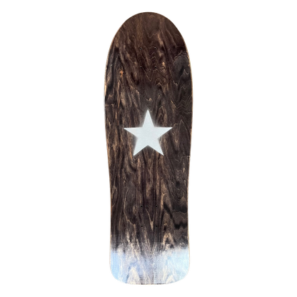 Stardust Metallic Silver Star Old School Shaped Deck 10.0" x 30.8" Charcoal Veneer